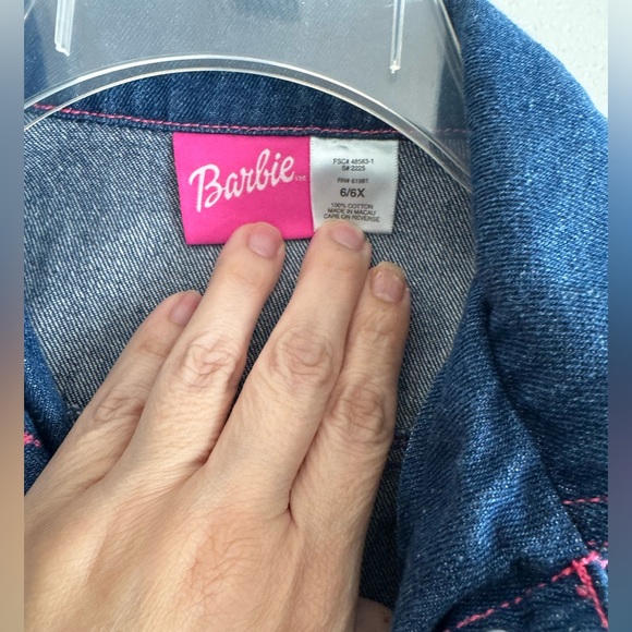 Vintage 90s Barbie Kids Denim Jacket - Blue size 6/6X - Picture 4 of 8